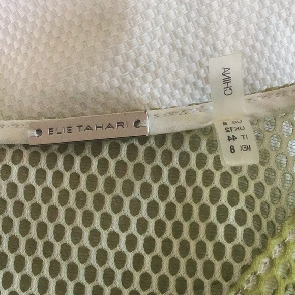 Elie Tahari v neck sleeveless mesh shoulder watercolor print sheath Dres… - Picture 9 of 10